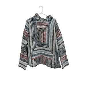 Baja Joe Mexican Blanket Hoodie Mens Size Large NWT Recycled FIbers